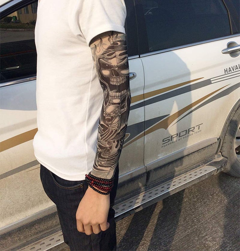 Juland 6 Pcs Temporary Tattoo Sleeves Fake Slip On Tattoo Arm Sleeves Kit Arm Sunscreen Stockings Accessories for Unisex Party Cool Men Women - Image 4